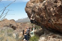 Bouldering in Hueco Tanks on 02/17/2020 with Blue Lizard Climbing and Yoga

Filename: SRM_20200217_1245220.jpg
Aperture: f/4.5
Shutter Speed: 1/400
Body: Canon EOS-1D Mark II
Lens: Canon EF 50mm f/1.8 II