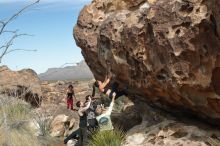 Bouldering in Hueco Tanks on 02/17/2020 with Blue Lizard Climbing and Yoga

Filename: SRM_20200217_1247210.jpg
Aperture: f/4.5
Shutter Speed: 1/400
Body: Canon EOS-1D Mark II
Lens: Canon EF 50mm f/1.8 II