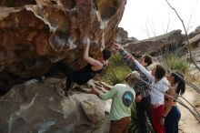 Bouldering in Hueco Tanks on 02/17/2020 with Blue Lizard Climbing and Yoga

Filename: SRM_20200217_1253360.jpg
Aperture: f/5.0
Shutter Speed: 1/400
Body: Canon EOS-1D Mark II
Lens: Canon EF 50mm f/1.8 II