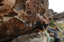 Bouldering in Hueco Tanks on 02/17/2020 with Blue Lizard Climbing and Yoga

Filename: SRM_20200217_1253490.jpg
Aperture: f/4.5
Shutter Speed: 1/400
Body: Canon EOS-1D Mark II
Lens: Canon EF 50mm f/1.8 II