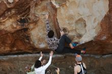 Bouldering in Hueco Tanks on 02/17/2020 with Blue Lizard Climbing and Yoga

Filename: SRM_20200217_1302440.jpg
Aperture: f/4.5
Shutter Speed: 1/400
Body: Canon EOS-1D Mark II
Lens: Canon EF 50mm f/1.8 II