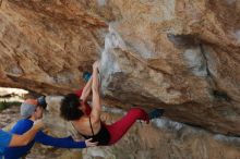 Bouldering in Hueco Tanks on 02/17/2020 with Blue Lizard Climbing and Yoga

Filename: SRM_20200217_1334210.jpg
Aperture: f/4.0
Shutter Speed: 1/400
Body: Canon EOS-1D Mark II
Lens: Canon EF 50mm f/1.8 II