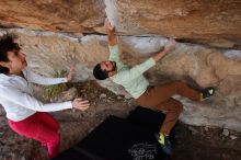 Bouldering in Hueco Tanks on 02/17/2020 with Blue Lizard Climbing and Yoga

Filename: SRM_20200217_1404191.jpg
Aperture: f/5.6
Shutter Speed: 1/320
Body: Canon EOS-1D Mark II
Lens: Canon EF 16-35mm f/2.8 L