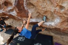 Bouldering in Hueco Tanks on 02/17/2020 with Blue Lizard Climbing and Yoga

Filename: SRM_20200217_1435240.jpg
Aperture: f/5.6
Shutter Speed: 1/250
Body: Canon EOS-1D Mark II
Lens: Canon EF 16-35mm f/2.8 L