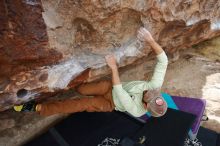 Bouldering in Hueco Tanks on 02/17/2020 with Blue Lizard Climbing and Yoga

Filename: SRM_20200217_1443350.jpg
Aperture: f/5.0
Shutter Speed: 1/400
Body: Canon EOS-1D Mark II
Lens: Canon EF 16-35mm f/2.8 L