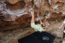 Bouldering in Hueco Tanks on 02/17/2020 with Blue Lizard Climbing and Yoga

Filename: SRM_20200217_1455100.jpg
Aperture: f/5.6
Shutter Speed: 1/320
Body: Canon EOS-1D Mark II
Lens: Canon EF 16-35mm f/2.8 L