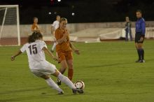 Greta Carter, #6.  The lady longhorns beat Texas A&M 1-0 in soccer Friday night.

Filename: SRM_20061027_2048163.jpg
Aperture: f/4.0
Shutter Speed: 1/800
Body: Canon EOS 20D
Lens: Canon EF 80-200mm f/2.8 L