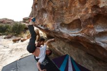 Bouldering in Hueco Tanks on 02/17/2020 with Blue Lizard Climbing and Yoga

Filename: SRM_20200217_1508070.jpg
Aperture: f/7.1
Shutter Speed: 1/320
Body: Canon EOS-1D Mark II
Lens: Canon EF 16-35mm f/2.8 L