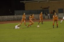 The lady longhorns beat Texas A&M 1-0 in soccer Friday night.

Filename: SRM_20061027_2051041.jpg
Aperture: f/4.0
Shutter Speed: 1/800
Body: Canon EOS 20D
Lens: Canon EF 80-200mm f/2.8 L