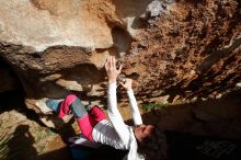 Bouldering in Hueco Tanks on 02/17/2020 with Blue Lizard Climbing and Yoga

Filename: SRM_20200217_1614160.jpg
Aperture: f/8.0
Shutter Speed: 1/500
Body: Canon EOS-1D Mark II
Lens: Canon EF 16-35mm f/2.8 L