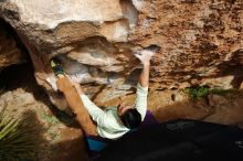 Bouldering in Hueco Tanks on 02/17/2020 with Blue Lizard Climbing and Yoga

Filename: SRM_20200217_1617540.jpg
Aperture: f/5.0
Shutter Speed: 1/500
Body: Canon EOS-1D Mark II
Lens: Canon EF 16-35mm f/2.8 L