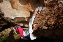 Bouldering in Hueco Tanks on 02/17/2020 with Blue Lizard Climbing and Yoga

Filename: SRM_20200217_1621570.jpg
Aperture: f/8.0
Shutter Speed: 1/500
Body: Canon EOS-1D Mark II
Lens: Canon EF 16-35mm f/2.8 L