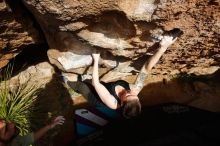 Bouldering in Hueco Tanks on 02/17/2020 with Blue Lizard Climbing and Yoga

Filename: SRM_20200217_1625260.jpg
Aperture: f/6.3
Shutter Speed: 1/500
Body: Canon EOS-1D Mark II
Lens: Canon EF 16-35mm f/2.8 L