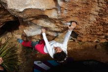 Bouldering in Hueco Tanks on 02/17/2020 with Blue Lizard Climbing and Yoga

Filename: SRM_20200217_1627320.jpg
Aperture: f/5.6
Shutter Speed: 1/500
Body: Canon EOS-1D Mark II
Lens: Canon EF 16-35mm f/2.8 L