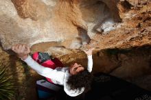 Bouldering in Hueco Tanks on 02/17/2020 with Blue Lizard Climbing and Yoga

Filename: SRM_20200217_1627420.jpg
Aperture: f/5.0
Shutter Speed: 1/500
Body: Canon EOS-1D Mark II
Lens: Canon EF 16-35mm f/2.8 L