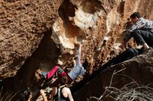 Bouldering in Hueco Tanks on 02/17/2020 with Blue Lizard Climbing and Yoga

Filename: SRM_20200217_1630540.jpg
Aperture: f/6.3
Shutter Speed: 1/320
Body: Canon EOS-1D Mark II
Lens: Canon EF 16-35mm f/2.8 L