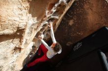 Bouldering in Hueco Tanks on 02/17/2020 with Blue Lizard Climbing and Yoga

Filename: SRM_20200217_1636260.jpg
Aperture: f/6.3
Shutter Speed: 1/320
Body: Canon EOS-1D Mark II
Lens: Canon EF 16-35mm f/2.8 L