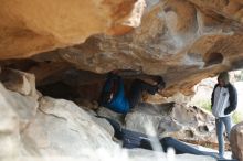 Bouldering in Hueco Tanks on 02/21/2020 with Blue Lizard Climbing and Yoga

Filename: SRM_20200221_1028160.jpg
Aperture: f/2.8
Shutter Speed: 1/320
Body: Canon EOS-1D Mark II
Lens: Canon EF 50mm f/1.8 II