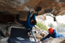 Bouldering in Hueco Tanks on 02/21/2020 with Blue Lizard Climbing and Yoga

Filename: SRM_20200221_1028420.jpg
Aperture: f/4.5
Shutter Speed: 1/250
Body: Canon EOS-1D Mark II
Lens: Canon EF 50mm f/1.8 II