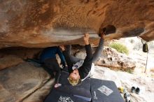 Bouldering in Hueco Tanks on 02/21/2020 with Blue Lizard Climbing and Yoga

Filename: SRM_20200221_1058320.jpg
Aperture: f/5.6
Shutter Speed: 1/250
Body: Canon EOS-1D Mark II
Lens: Canon EF 16-35mm f/2.8 L