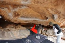 Bouldering in Hueco Tanks on 02/21/2020 with Blue Lizard Climbing and Yoga

Filename: SRM_20200221_1122000.jpg
Aperture: f/4.0
Shutter Speed: 1/250
Body: Canon EOS-1D Mark II
Lens: Canon EF 16-35mm f/2.8 L