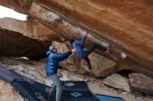 Bouldering in Hueco Tanks on 02/21/2020 with Blue Lizard Climbing and Yoga

Filename: SRM_20200221_1144040.jpg
Aperture: f/4.5
Shutter Speed: 1/250
Body: Canon EOS-1D Mark II
Lens: Canon EF 16-35mm f/2.8 L