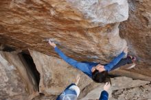 Bouldering in Hueco Tanks on 02/21/2020 with Blue Lizard Climbing and Yoga

Filename: SRM_20200221_1156020.jpg
Aperture: f/3.2
Shutter Speed: 1/250
Body: Canon EOS-1D Mark II
Lens: Canon EF 16-35mm f/2.8 L