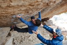 Bouldering in Hueco Tanks on 02/21/2020 with Blue Lizard Climbing and Yoga

Filename: SRM_20200221_1227150.jpg
Aperture: f/2.8
Shutter Speed: 1/500
Body: Canon EOS-1D Mark II
Lens: Canon EF 50mm f/1.8 II