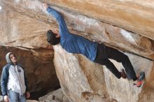 Bouldering in Hueco Tanks on 02/21/2020 with Blue Lizard Climbing and Yoga

Filename: SRM_20200221_1242120.jpg
Aperture: f/3.2
Shutter Speed: 1/320
Body: Canon EOS-1D Mark II
Lens: Canon EF 50mm f/1.8 II