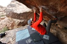 Bouldering in Hueco Tanks on 02/21/2020 with Blue Lizard Climbing and Yoga

Filename: SRM_20200221_1344071.jpg
Aperture: f/6.3
Shutter Speed: 1/320
Body: Canon EOS-1D Mark II
Lens: Canon EF 16-35mm f/2.8 L