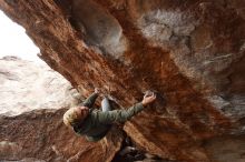 Bouldering in Hueco Tanks on 02/21/2020 with Blue Lizard Climbing and Yoga

Filename: SRM_20200221_1359060.jpg
Aperture: f/7.1
Shutter Speed: 1/320
Body: Canon EOS-1D Mark II
Lens: Canon EF 16-35mm f/2.8 L