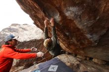 Bouldering in Hueco Tanks on 02/21/2020 with Blue Lizard Climbing and Yoga

Filename: SRM_20200221_1359140.jpg
Aperture: f/8.0
Shutter Speed: 1/320
Body: Canon EOS-1D Mark II
Lens: Canon EF 16-35mm f/2.8 L