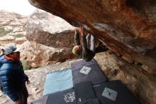 Bouldering in Hueco Tanks on 02/21/2020 with Blue Lizard Climbing and Yoga

Filename: SRM_20200221_1405420.jpg
Aperture: f/8.0
Shutter Speed: 1/320
Body: Canon EOS-1D Mark II
Lens: Canon EF 16-35mm f/2.8 L