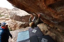 Bouldering in Hueco Tanks on 02/21/2020 with Blue Lizard Climbing and Yoga

Filename: SRM_20200221_1405450.jpg
Aperture: f/8.0
Shutter Speed: 1/320
Body: Canon EOS-1D Mark II
Lens: Canon EF 16-35mm f/2.8 L