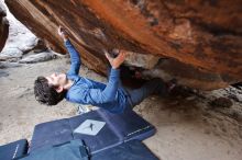 Bouldering in Hueco Tanks on 02/21/2020 with Blue Lizard Climbing and Yoga

Filename: SRM_20200221_1510490.jpg
Aperture: f/5.0
Shutter Speed: 1/250
Body: Canon EOS-1D Mark II
Lens: Canon EF 16-35mm f/2.8 L