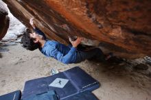 Bouldering in Hueco Tanks on 02/21/2020 with Blue Lizard Climbing and Yoga

Filename: SRM_20200221_1510500.jpg
Aperture: f/5.6
Shutter Speed: 1/250
Body: Canon EOS-1D Mark II
Lens: Canon EF 16-35mm f/2.8 L