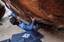 Bouldering in Hueco Tanks on 02/21/2020 with Blue Lizard Climbing and Yoga

Filename: SRM_20200221_1510501.jpg
Aperture: f/5.6
Shutter Speed: 1/250
Body: Canon EOS-1D Mark II
Lens: Canon EF 16-35mm f/2.8 L