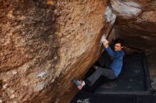 Bouldering in Hueco Tanks on 02/21/2020 with Blue Lizard Climbing and Yoga

Filename: SRM_20200221_1606540.jpg
Aperture: f/6.3
Shutter Speed: 1/250
Body: Canon EOS-1D Mark II
Lens: Canon EF 16-35mm f/2.8 L