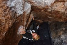 Bouldering in Hueco Tanks on 02/21/2020 with Blue Lizard Climbing and Yoga

Filename: SRM_20200221_1608420.jpg
Aperture: f/5.0
Shutter Speed: 1/250
Body: Canon EOS-1D Mark II
Lens: Canon EF 16-35mm f/2.8 L