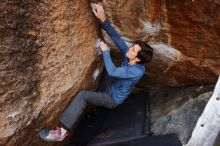 Bouldering in Hueco Tanks on 02/21/2020 with Blue Lizard Climbing and Yoga

Filename: SRM_20200221_1621400.jpg
Aperture: f/5.6
Shutter Speed: 1/250
Body: Canon EOS-1D Mark II
Lens: Canon EF 16-35mm f/2.8 L