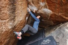 Bouldering in Hueco Tanks on 02/21/2020 with Blue Lizard Climbing and Yoga

Filename: SRM_20200221_1635130.jpg
Aperture: f/5.0
Shutter Speed: 1/250
Body: Canon EOS-1D Mark II
Lens: Canon EF 16-35mm f/2.8 L