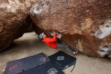 Bouldering in Hueco Tanks on 02/21/2020 with Blue Lizard Climbing and Yoga

Filename: SRM_20200221_1658101.jpg
Aperture: f/6.3
Shutter Speed: 1/250
Body: Canon EOS-1D Mark II
Lens: Canon EF 16-35mm f/2.8 L