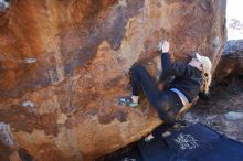 Bouldering in Hueco Tanks on 02/25/2020 with Blue Lizard Climbing and Yoga

Filename: SRM_20200225_1147330.jpg
Aperture: f/3.5
Shutter Speed: 1/250
Body: Canon EOS-1D Mark II
Lens: Canon EF 16-35mm f/2.8 L