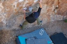 Bouldering in Hueco Tanks on 02/25/2020 with Blue Lizard Climbing and Yoga

Filename: SRM_20200225_1209590.jpg
Aperture: f/2.2
Shutter Speed: 1/320
Body: Canon EOS-1D Mark II
Lens: Canon EF 50mm f/1.8 II