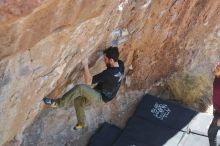 Bouldering in Hueco Tanks on 02/25/2020 with Blue Lizard Climbing and Yoga

Filename: SRM_20200225_1258520.jpg
Aperture: f/4.0
Shutter Speed: 1/320
Body: Canon EOS-1D Mark II
Lens: Canon EF 50mm f/1.8 II