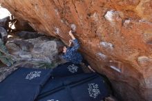 Bouldering in Hueco Tanks on 02/25/2020 with Blue Lizard Climbing and Yoga

Filename: SRM_20200225_1339530.jpg
Aperture: f/5.0
Shutter Speed: 1/250
Body: Canon EOS-1D Mark II
Lens: Canon EF 16-35mm f/2.8 L