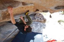 Bouldering in Hueco Tanks on 02/25/2020 with Blue Lizard Climbing and Yoga

Filename: SRM_20200225_1525381.jpg
Aperture: f/6.3
Shutter Speed: 1/250
Body: Canon EOS-1D Mark II
Lens: Canon EF 16-35mm f/2.8 L