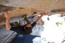 Bouldering in Hueco Tanks on 02/25/2020 with Blue Lizard Climbing and Yoga

Filename: SRM_20200225_1525410.jpg
Aperture: f/6.3
Shutter Speed: 1/250
Body: Canon EOS-1D Mark II
Lens: Canon EF 16-35mm f/2.8 L