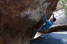 Bouldering in Hueco Tanks on 02/28/2020 with Blue Lizard Climbing and Yoga

Filename: SRM_20200228_1311090.jpg
Aperture: f/5.0
Shutter Speed: 1/250
Body: Canon EOS-1D Mark II
Lens: Canon EF 16-35mm f/2.8 L