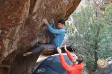 Bouldering in Hueco Tanks on 02/28/2020 with Blue Lizard Climbing and Yoga

Filename: SRM_20200228_1324180.jpg
Aperture: f/5.0
Shutter Speed: 1/250
Body: Canon EOS-1D Mark II
Lens: Canon EF 16-35mm f/2.8 L